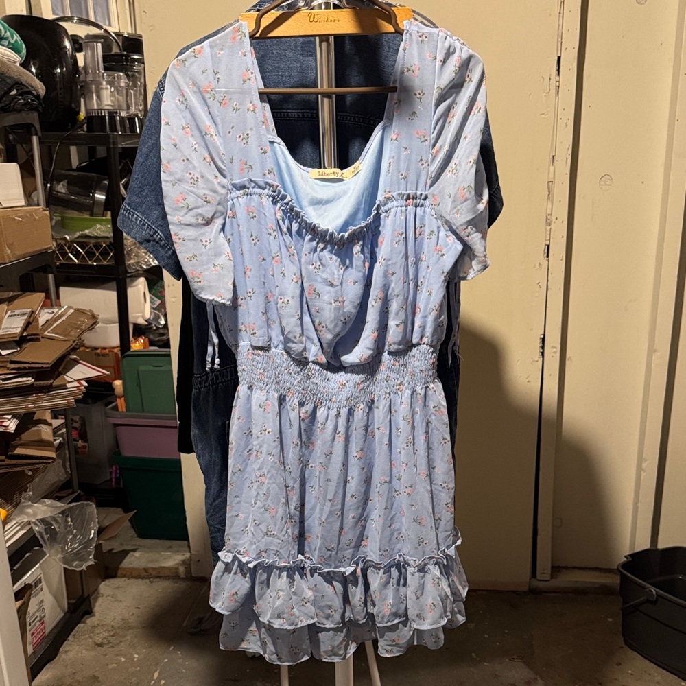 Liberty Love Blue Floral Dress with Puff Sleeves